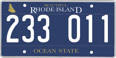 RI license plate 233011