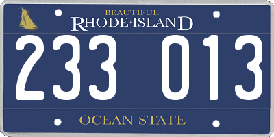 RI license plate 233013