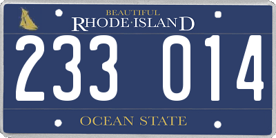 RI license plate 233014