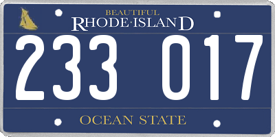 RI license plate 233017