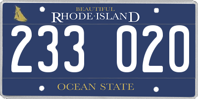 RI license plate 233020