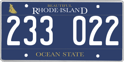 RI license plate 233022