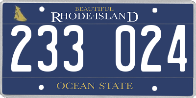 RI license plate 233024