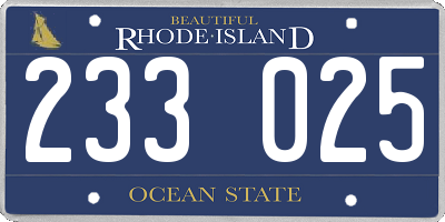 RI license plate 233025