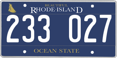 RI license plate 233027