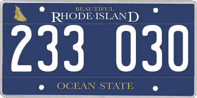 RI license plate 233030