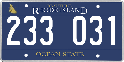 RI license plate 233031