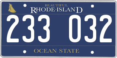 RI license plate 233032