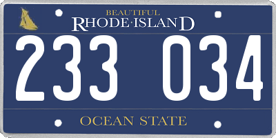 RI license plate 233034