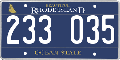 RI license plate 233035