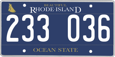 RI license plate 233036