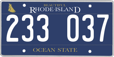 RI license plate 233037