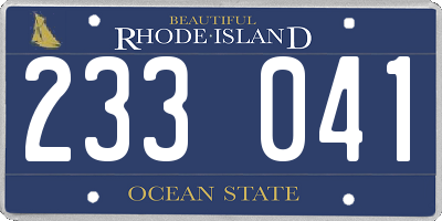 RI license plate 233041