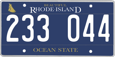 RI license plate 233044