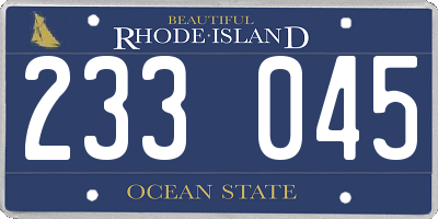 RI license plate 233045