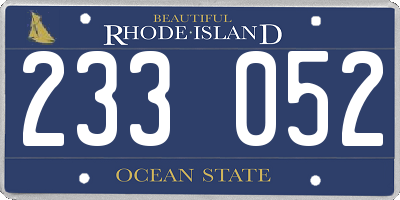 RI license plate 233052