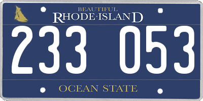 RI license plate 233053