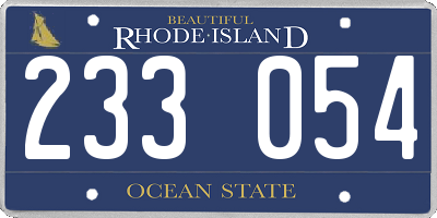 RI license plate 233054