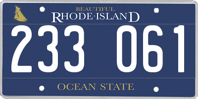 RI license plate 233061
