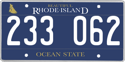 RI license plate 233062