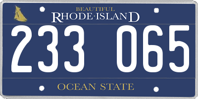 RI license plate 233065