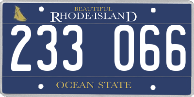 RI license plate 233066