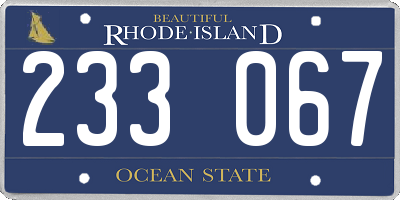 RI license plate 233067