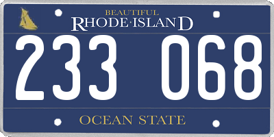 RI license plate 233068