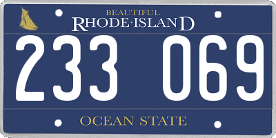 RI license plate 233069