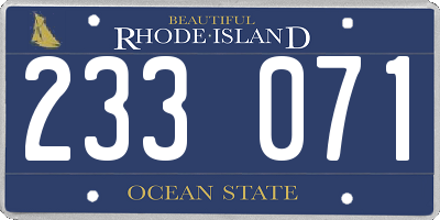 RI license plate 233071
