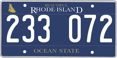 RI license plate 233072