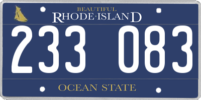 RI license plate 233083