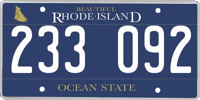 RI license plate 233092