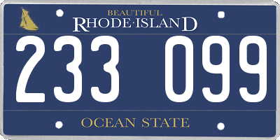 RI license plate 233099