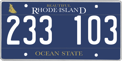 RI license plate 233103