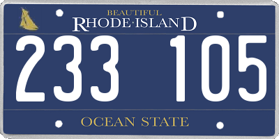 RI license plate 233105