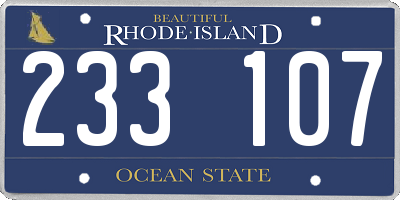 RI license plate 233107