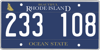 RI license plate 233108