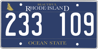 RI license plate 233109