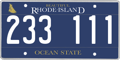 RI license plate 233111