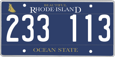 RI license plate 233113