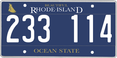 RI license plate 233114