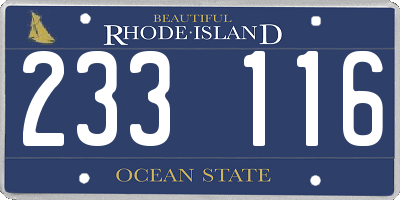 RI license plate 233116