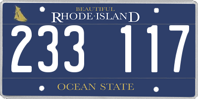 RI license plate 233117