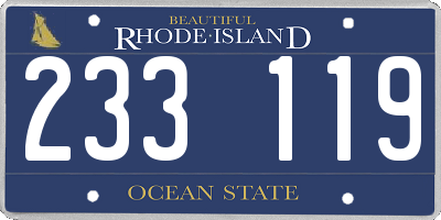 RI license plate 233119