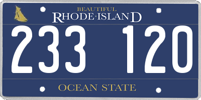 RI license plate 233120