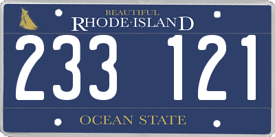 RI license plate 233121