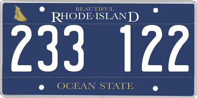 RI license plate 233122