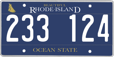 RI license plate 233124