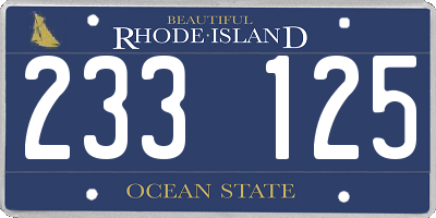 RI license plate 233125